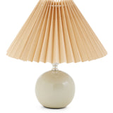 Pistachio-Beige Pleated Table Lamp