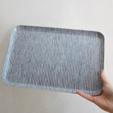 Grey Striped Linen Coating Tray