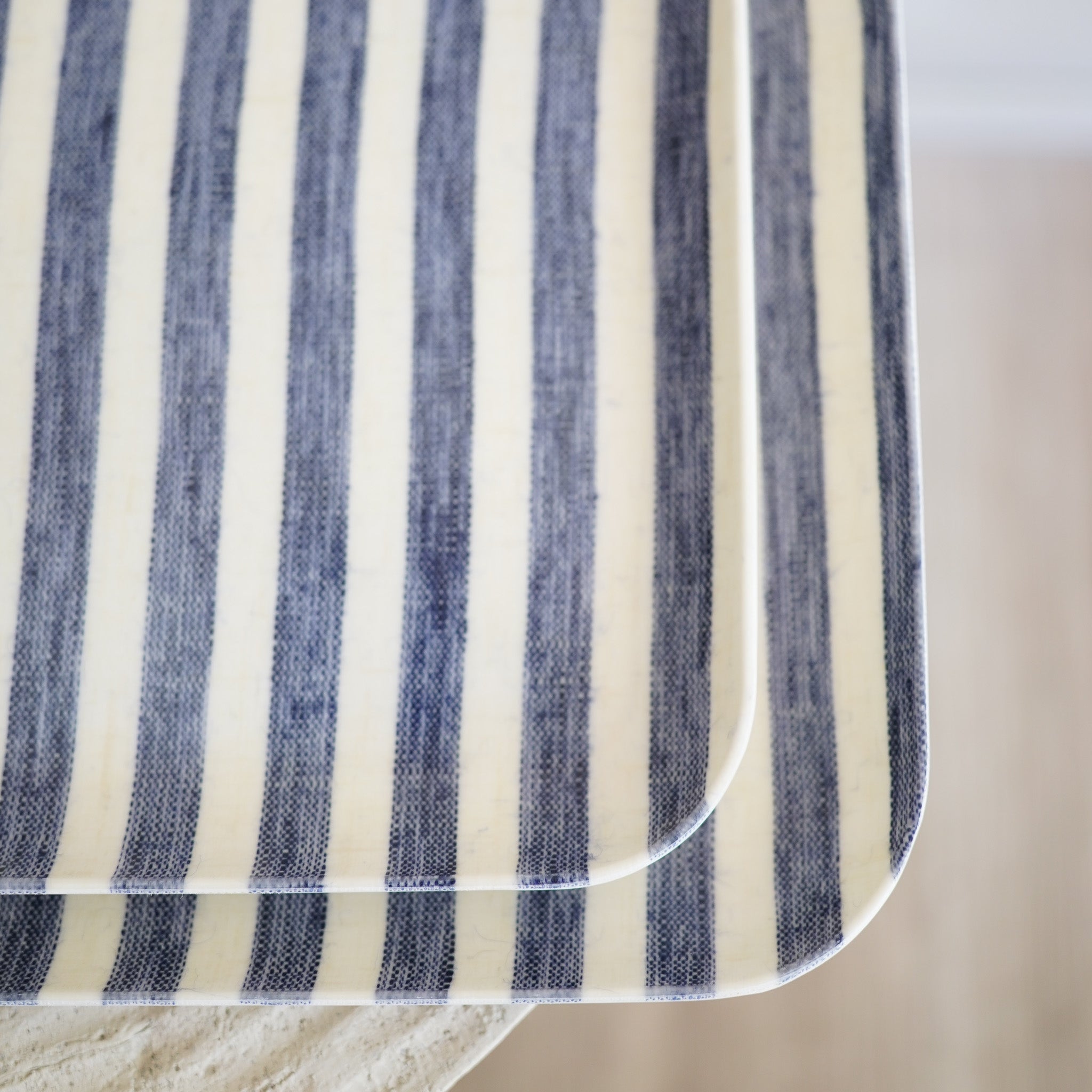 Blue Striped Linen Coating Tray
