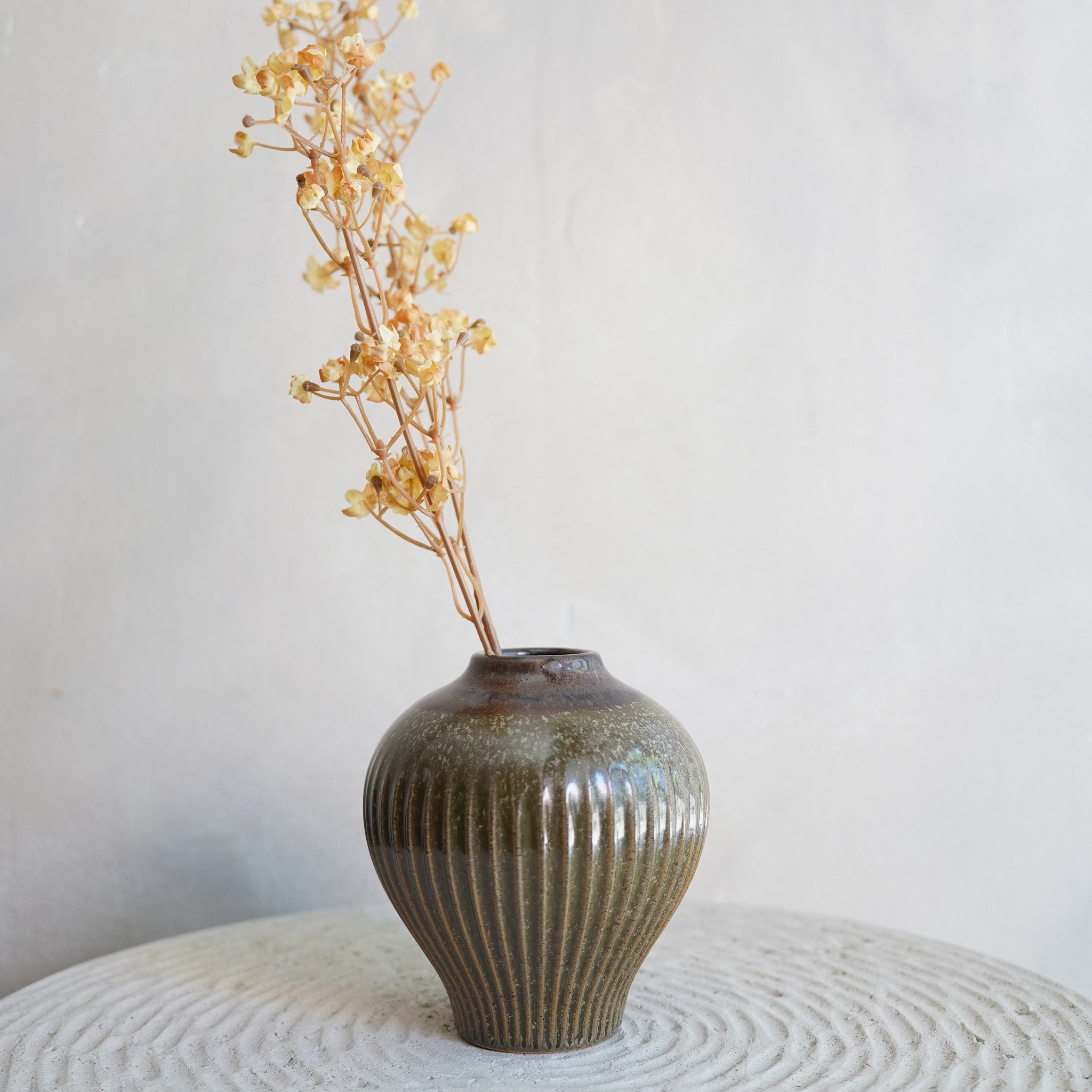 Ribbed Olive Vase
