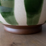 Green Striped Serving Bowl