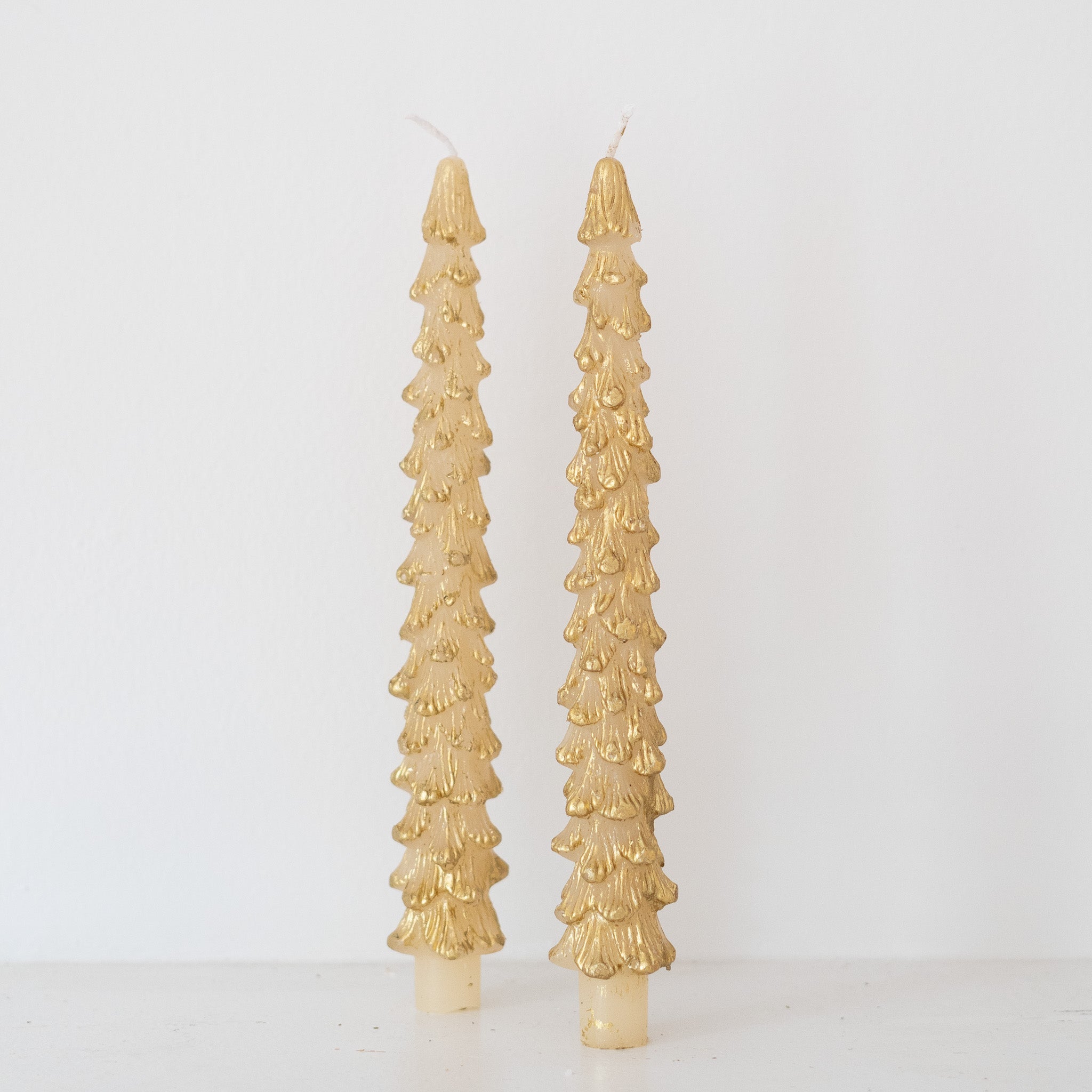 Tree Shaped Taper Candles - Set of 2