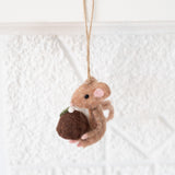 Mouse with Christmas Pudding Ornament