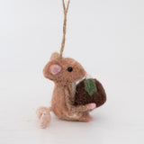 Mouse with Christmas Pudding Ornament