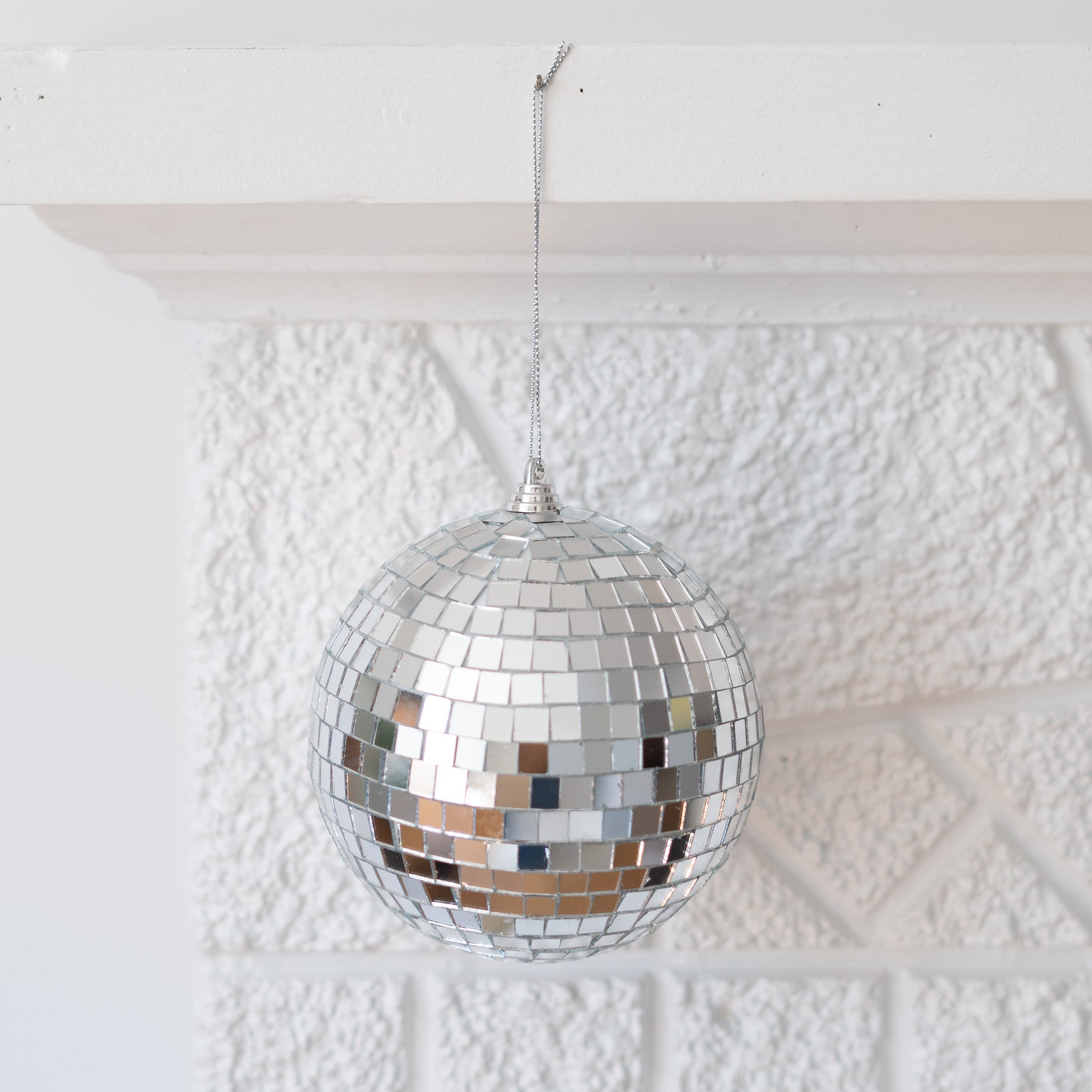 Silver Glass Mirror Ball Ornament