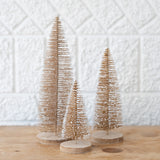 Gold Bristle Tree on Wood Base - Set of 3