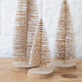 Gold Bristle Tree on Wood Base - Set of 3