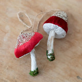 Red Cap Velvet Mushroom Ornament