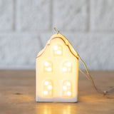 Shiny White Ceramic Dutch House Ornament