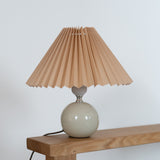 Pistachio-Beige Pleated Table Lamp