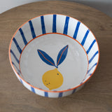 Blue Striped Citrus Bowl 6in