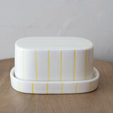 Citron Striped Butter Dish