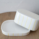 Citron Striped Butter Dish