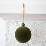 Green Flock Cover Ball Ornament