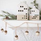 White Felt Garland with Acorn Tops