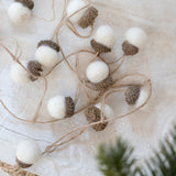 White Felt Garland with Acorn Tops