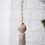 Silver Glass Bead Tassel Ornament