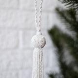 White Glass Bead Tassel Ornament