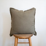 Fringed Linen Pillow Cover