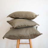 Fringed Linen Pillow Cover