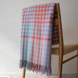 Recycled Wool Blanket in Blue Block Micro Gingham