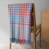 Recycled Wool Blanket in Blue Block Micro Gingham