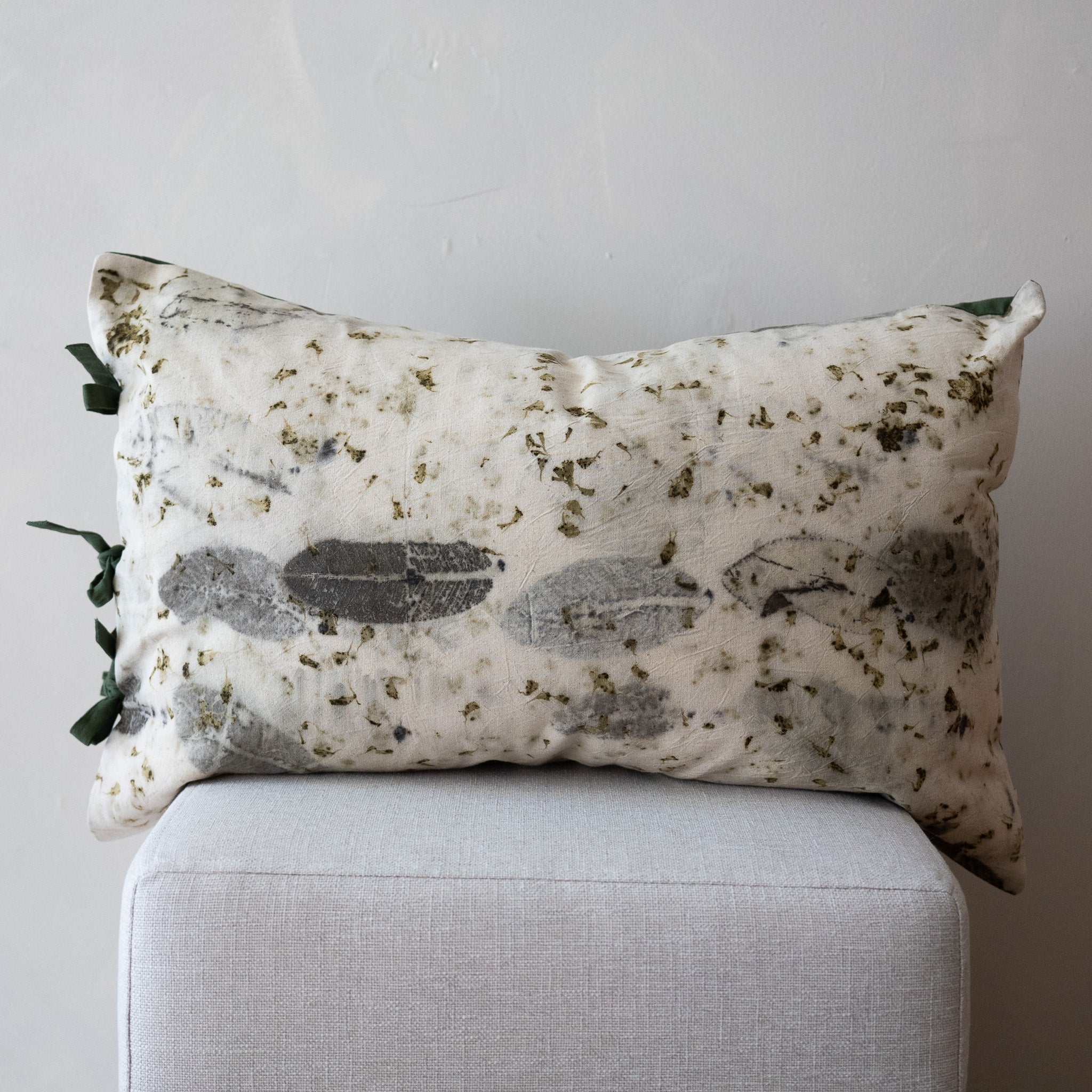 Eco Print Pillow Green