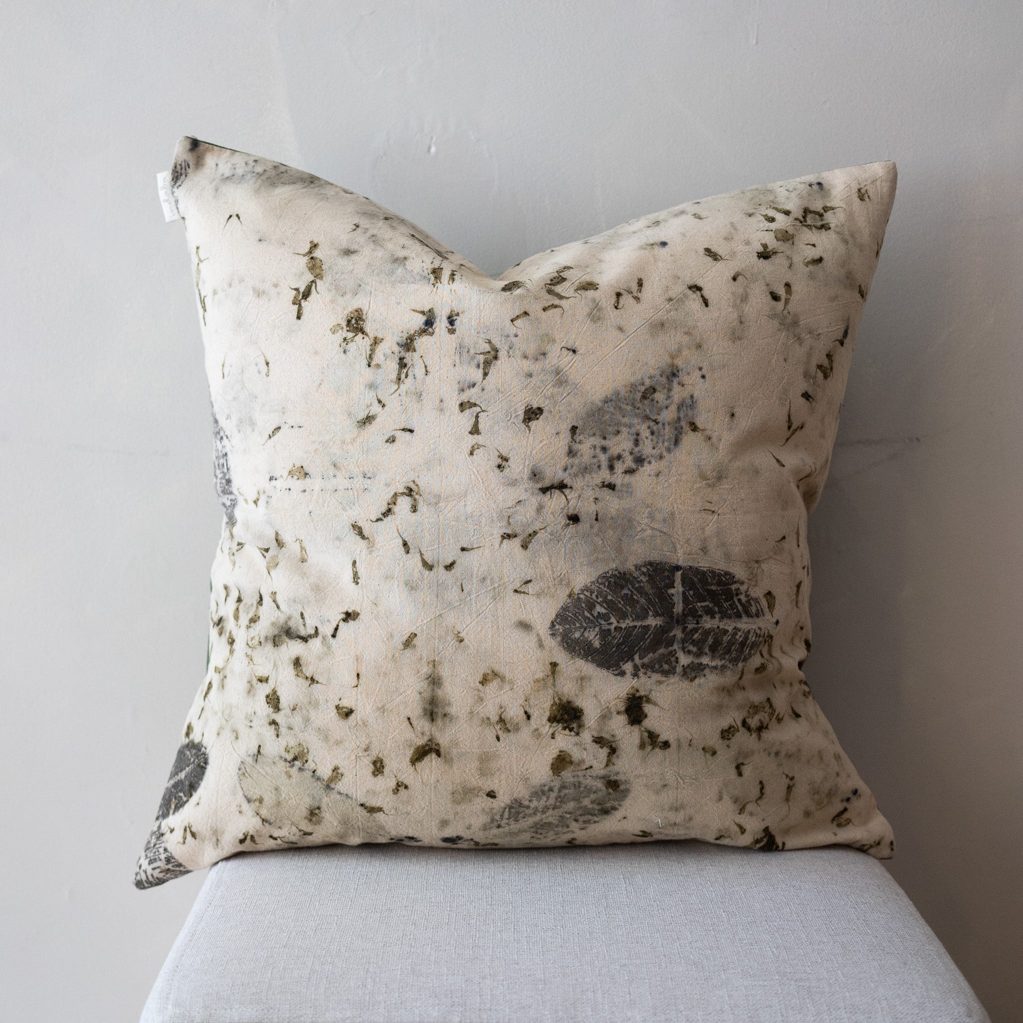 Eco Print Pillow Green