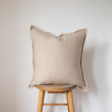 Fringed Linen Pillow Cover