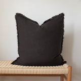 Fringed Linen Pillow Cover