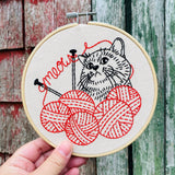 Knitting Kitten Embroidery Kit